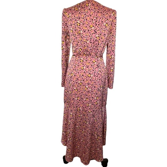 Leith Wrap Maxi Dress Long Sleeve Pink Leopard Print Size S - Picture 3 of 8